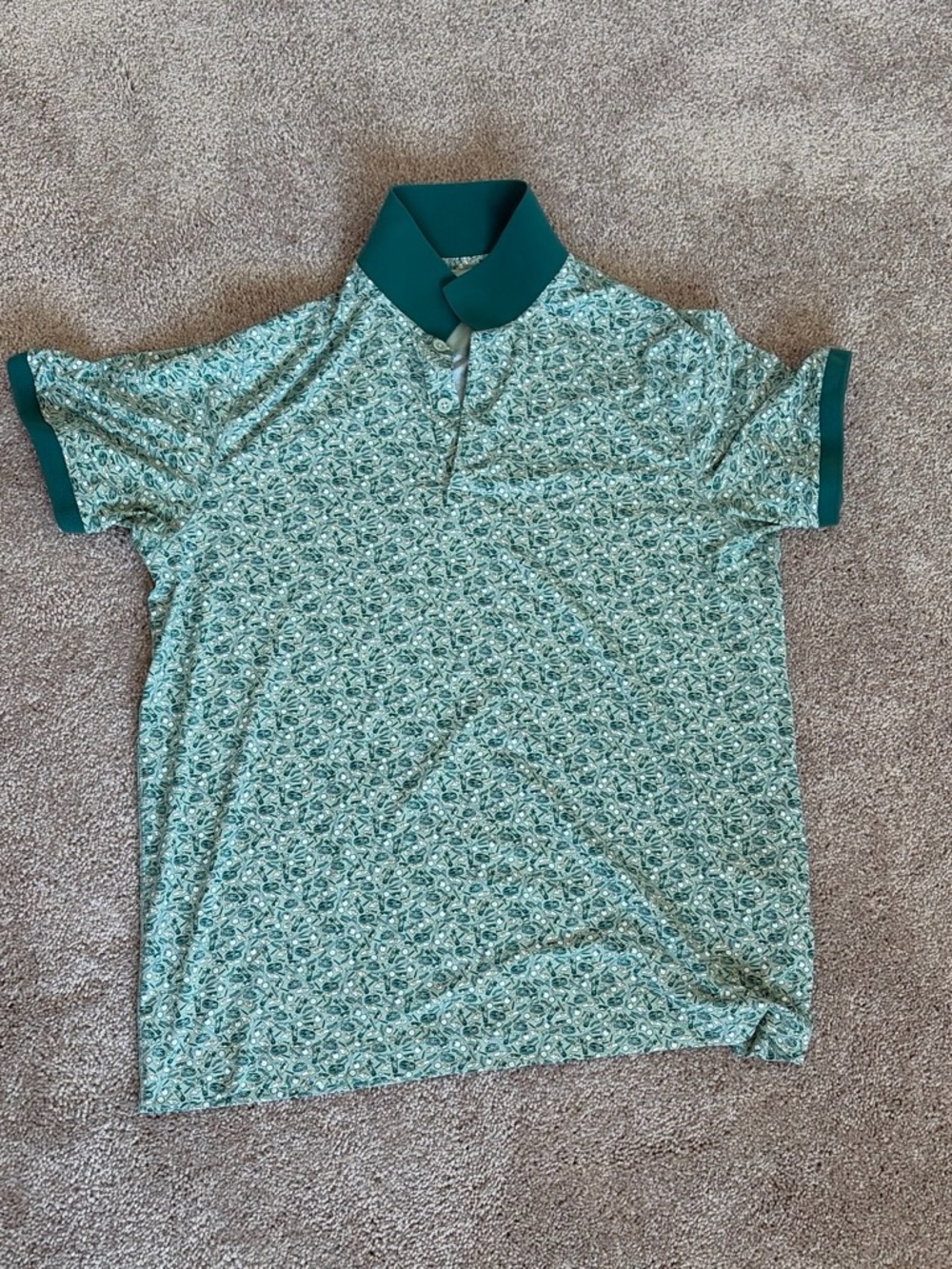 Abercrombie & Fitch Teal Patterned Polo with Dark Teal Trim